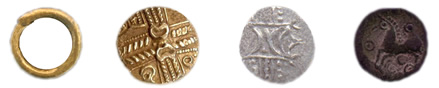 Artistic Celtic coin examples are made of gold or silver and bronze